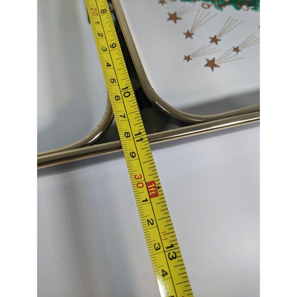 VTG 3 Pc Lacquered Merry Christmas Nesting Trays Hand Decorated w/ box Japan - Picture 16 of 16